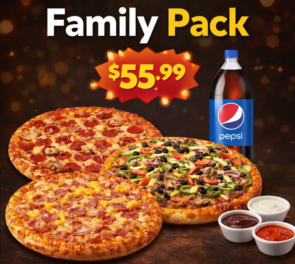 Family Pack Deal - 3 Large Specialty Pizzas